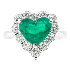 Anello con smeraldo colombiano a forma di cuore certificato GIA da 2,25 carati in platino