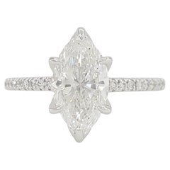 Bague de fiançailles en platine avec diamant marquise de 2,25 carats certifié GIA