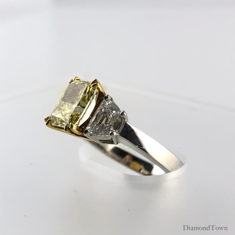 DiamondTown GIA Certified 2.25 Carat Natural Fancy Yellow Diamond Ring