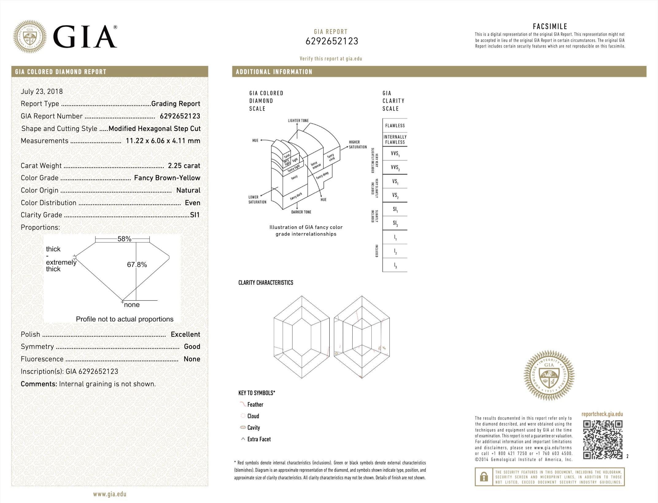 Art Deco GIA Certified 2.25 Carat Cognac Diamond Ring with 4.39 Carat Diamonds 18K Gold
