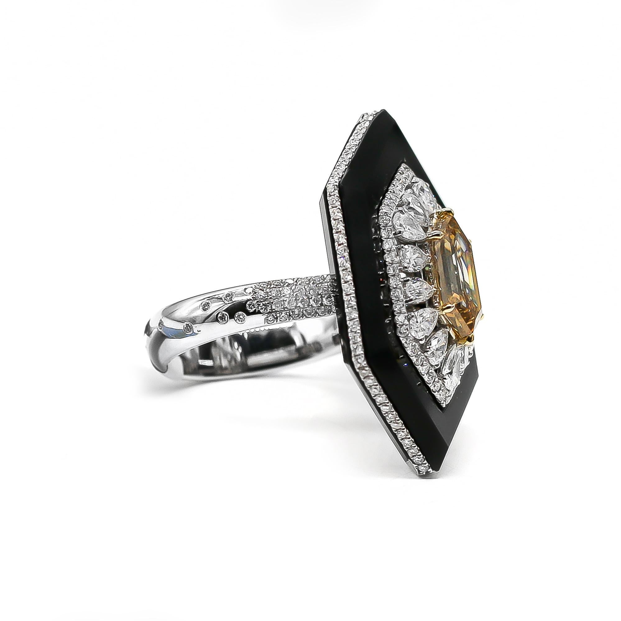 GIA Certified 2.25 Carat Cognac Diamond Ring with 4.39 Carat Diamonds 18K Gold 1