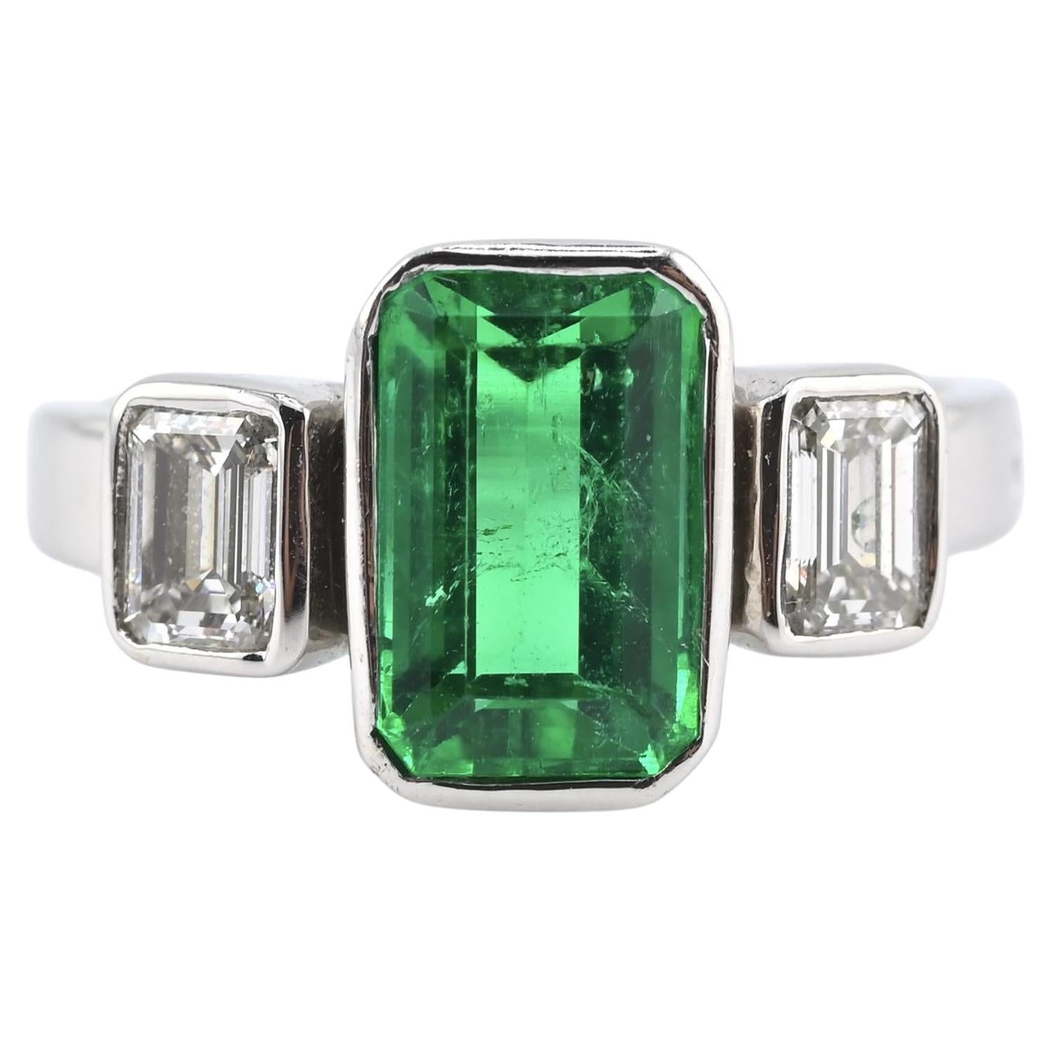 GIA zertifiziert 2,25ct No Oil kolumbianischen Smaragd 
Diamant-Ring in 18K Weißgold