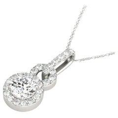 GIA Certified 2.25ct Round Diamond Orbit Link Halo Pendant Necklace