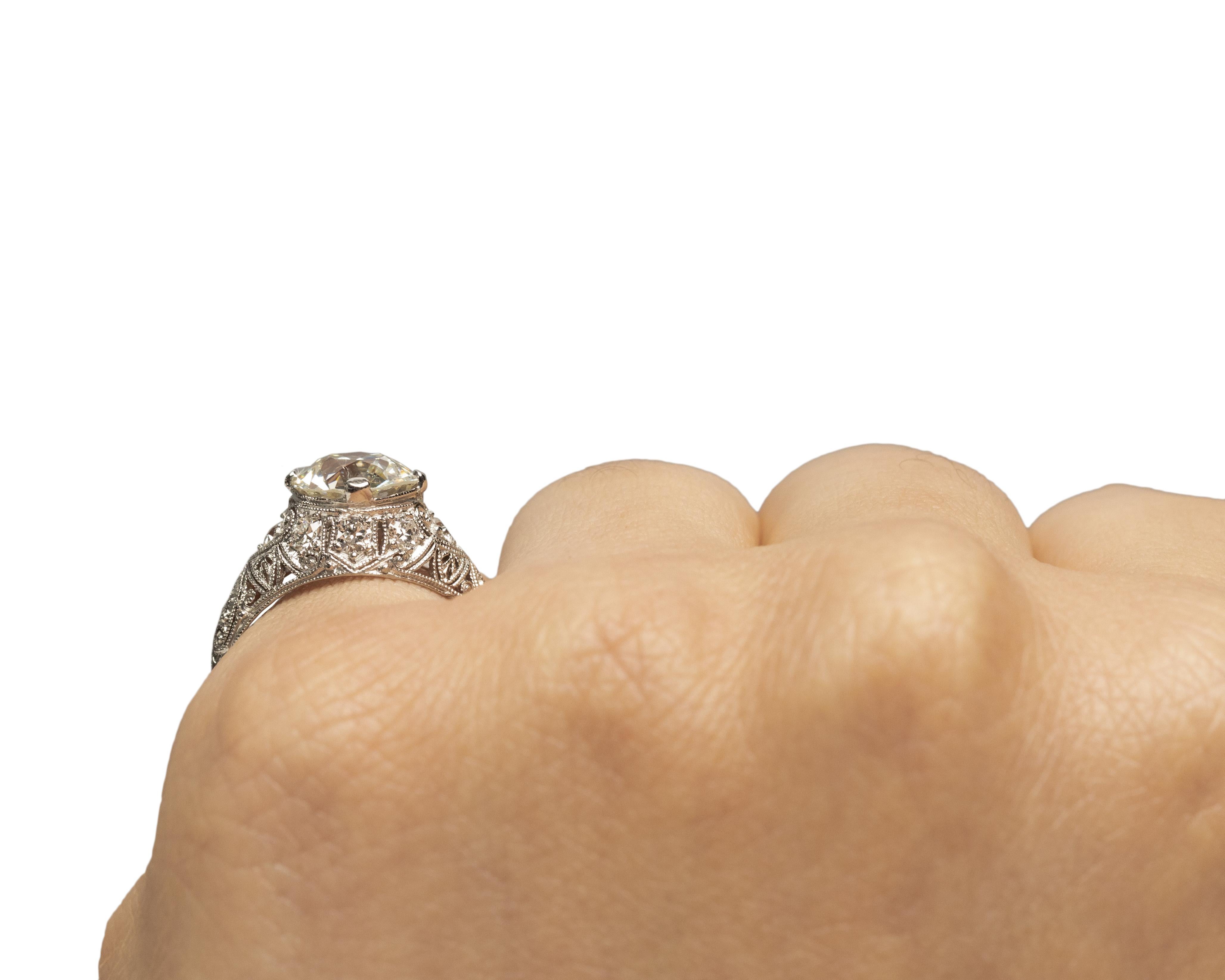 GIA Certified 2.26 Carat Art Deco Diamond Platinum Engagement Ring For Sale 3