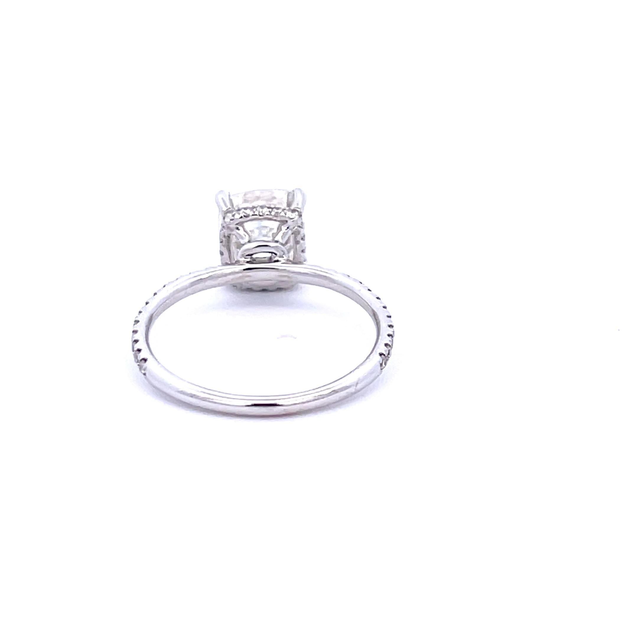 Modern GIA Certified 2.26 Carat Cushion Cut Diamond J SI1 Engagement Ring in White Gold For Sale