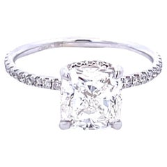 GIA Certified 2.26 Carat Cushion Cut Diamond J SI1 Engagement Ring in White Gold