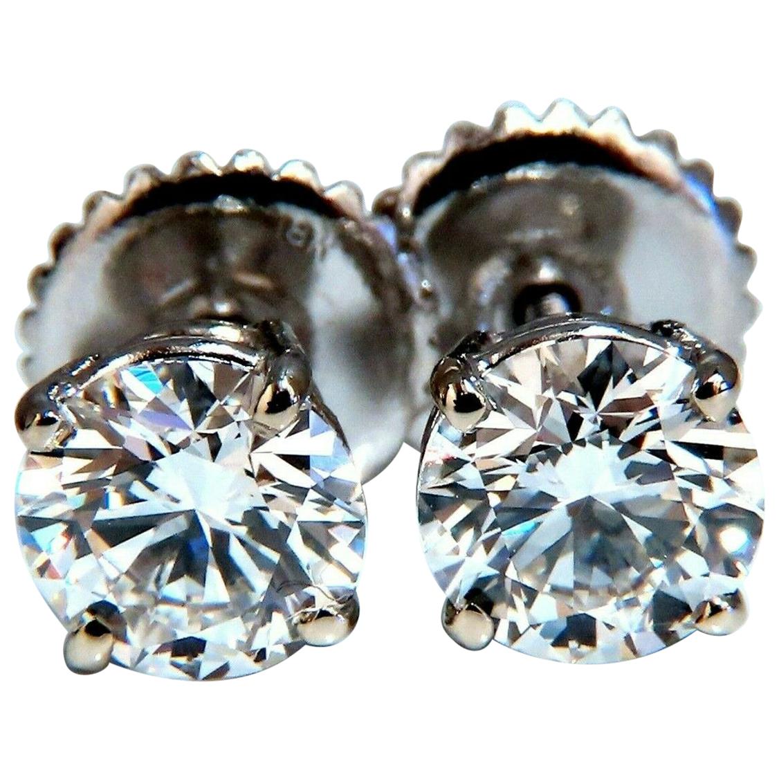 GIA Certified 2.26 Carat Natural Round Diamond Stud Earrings 14 Karat Ideal Ex