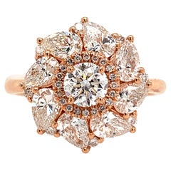 GIA Certified 2.26 Carat Round and Pear Diamond Ring
