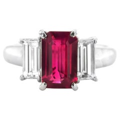 GIA Certified 2.26 Carats Burma Ruby Diamonds set in Platinum Ring
