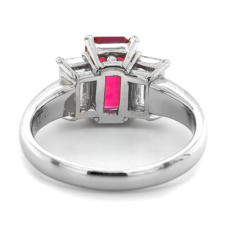 Gia Certified 2.26 Ct Ruby Set in Platinum with 1.02 Ct Step-Cut ...