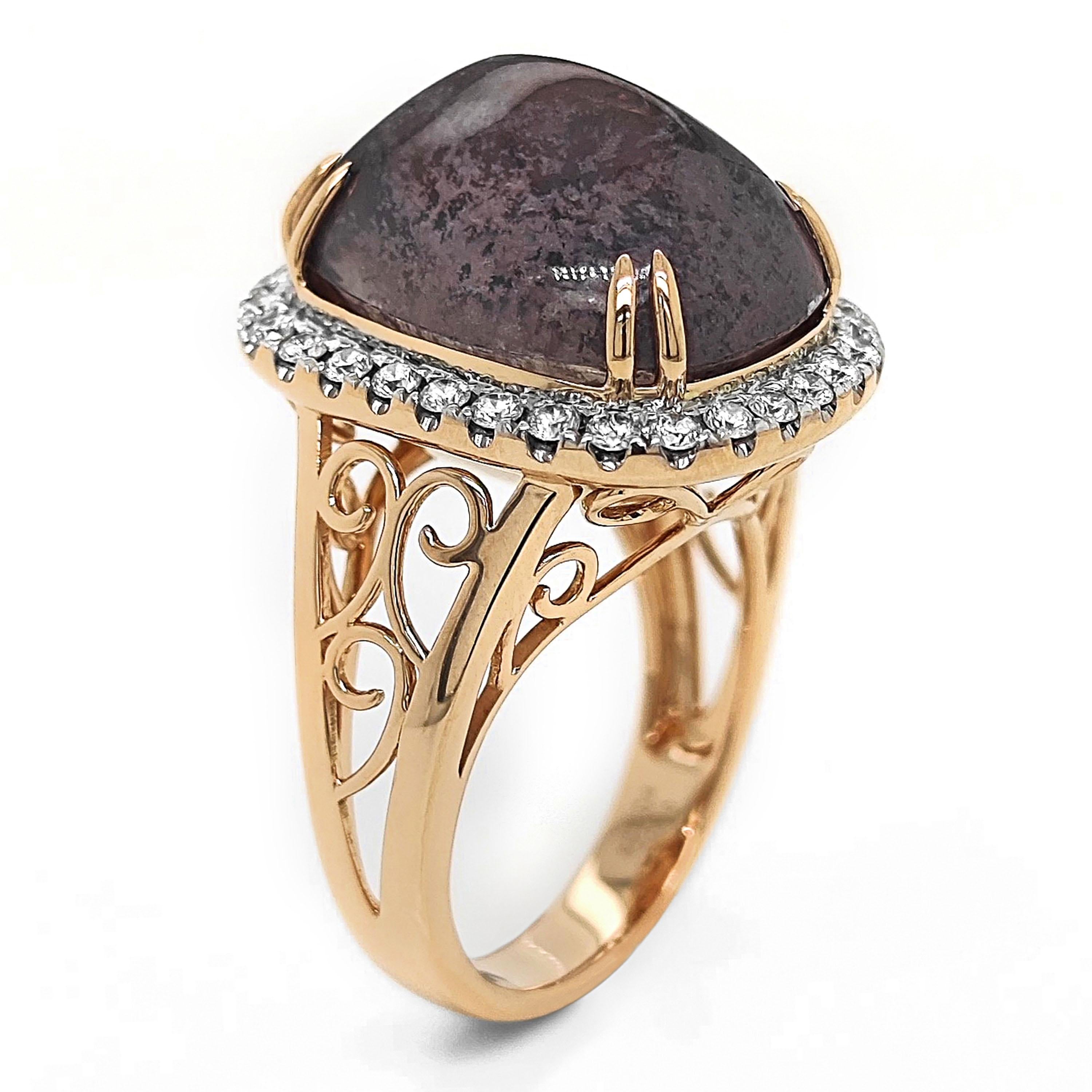 Anillo de oro rosa con zafiro y diamante blanco de 22,60 quilates certificado por el GIA en Nuevo estado para la venta en New York, NY