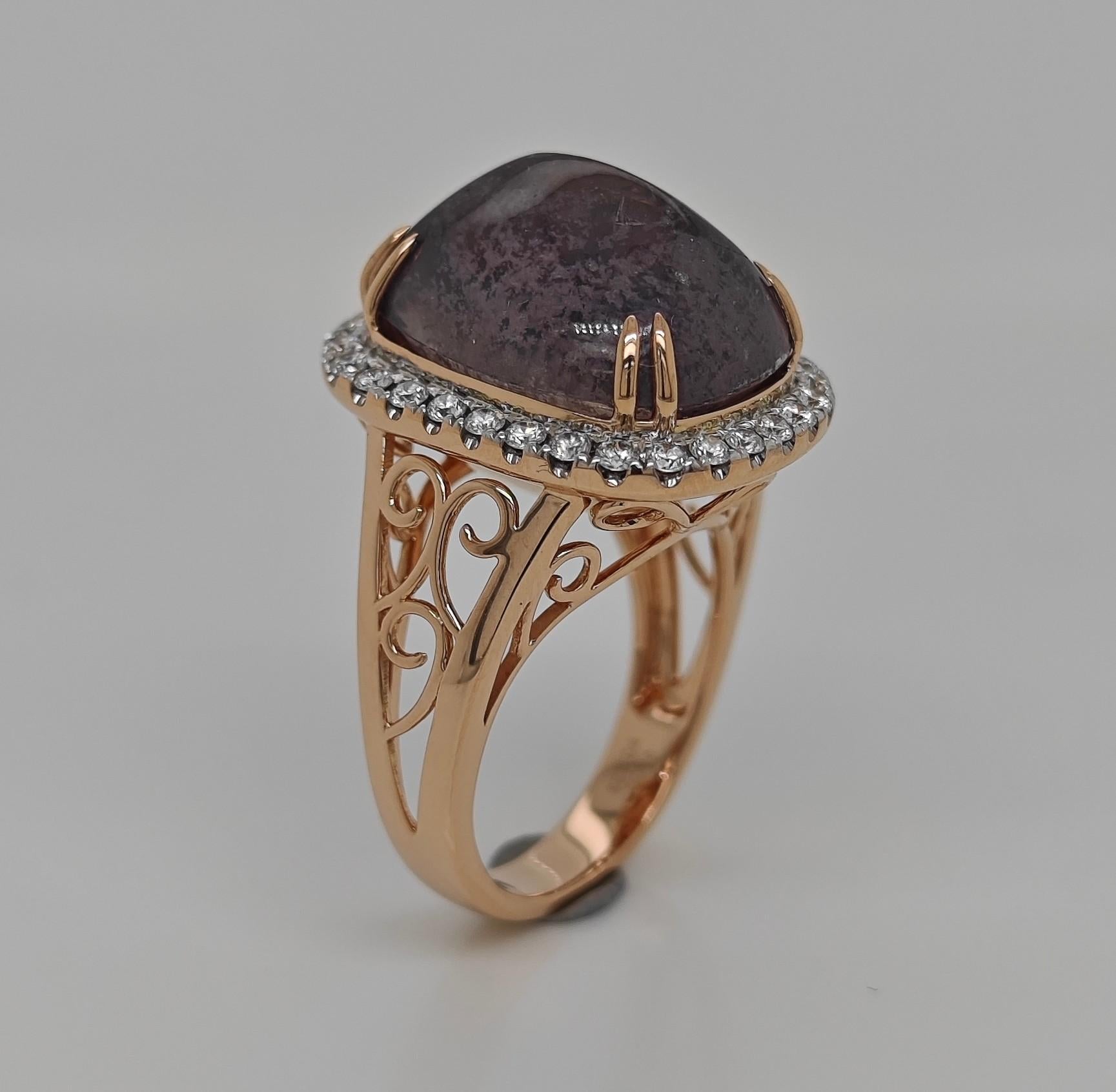 Anillo de oro rosa con zafiro y diamante blanco de 22,60 quilates certificado por el GIA en venta 1