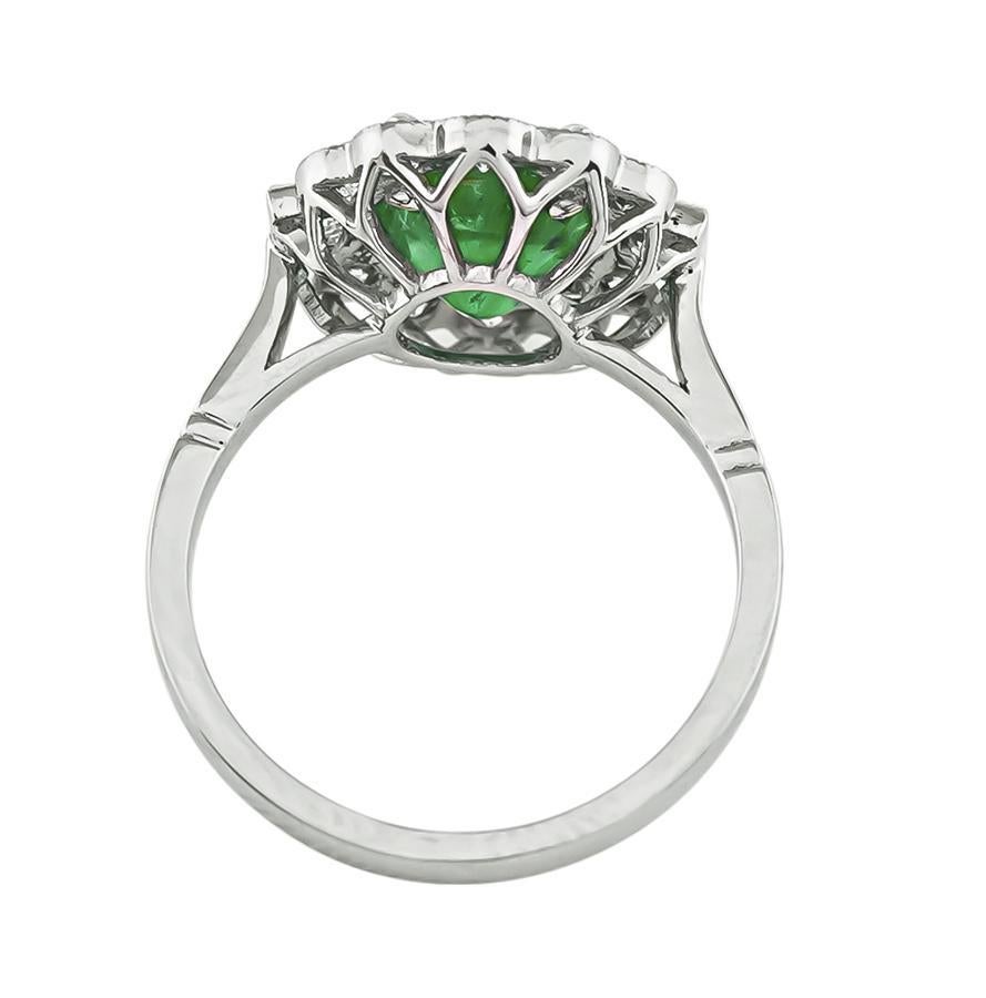 Oval Cut GIA Certified 2.26ct Emerald 0.82ct Diamond Engagement Ring