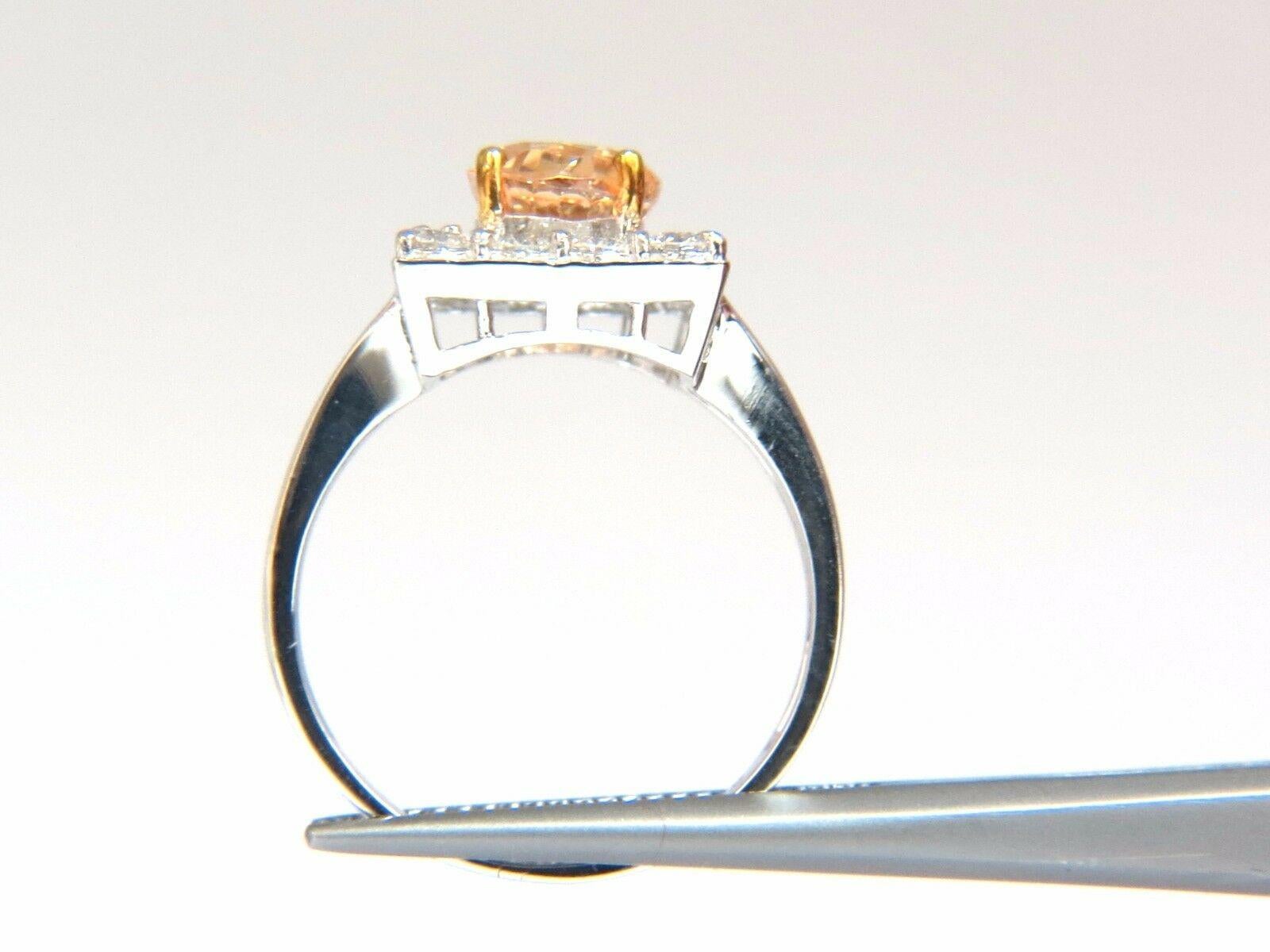 Oval Cut GIA Certified 2.26Ct Natural Yellow Orange Natural Sapphire Diamonds Ring 14kt