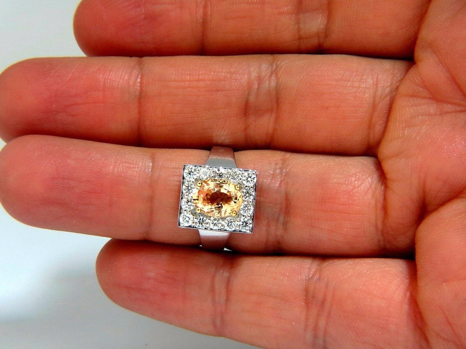 GIA Certified 2.26Ct Natural Yellow Orange Natural Sapphire Diamonds Ring 14kt In New Condition In New York, NY