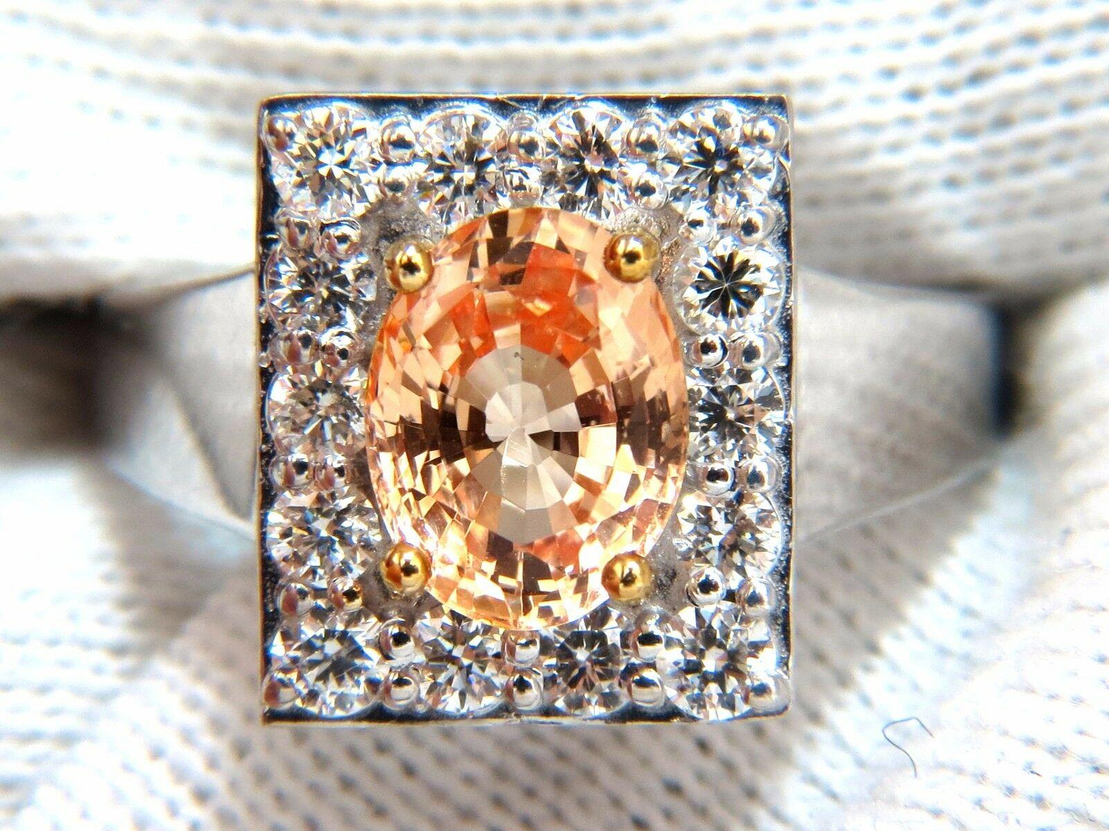 Women's or Men's GIA Certified 2.26Ct Natural Yellow Orange Natural Sapphire Diamonds Ring 14kt