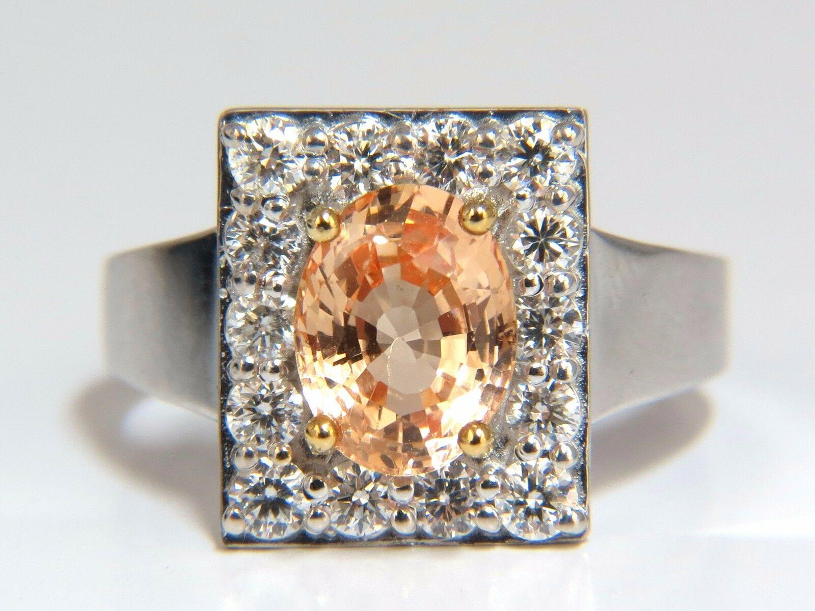 GIA Certified 2.26Ct Natural Yellow Orange Natural Sapphire Diamonds Ring 14kt 1