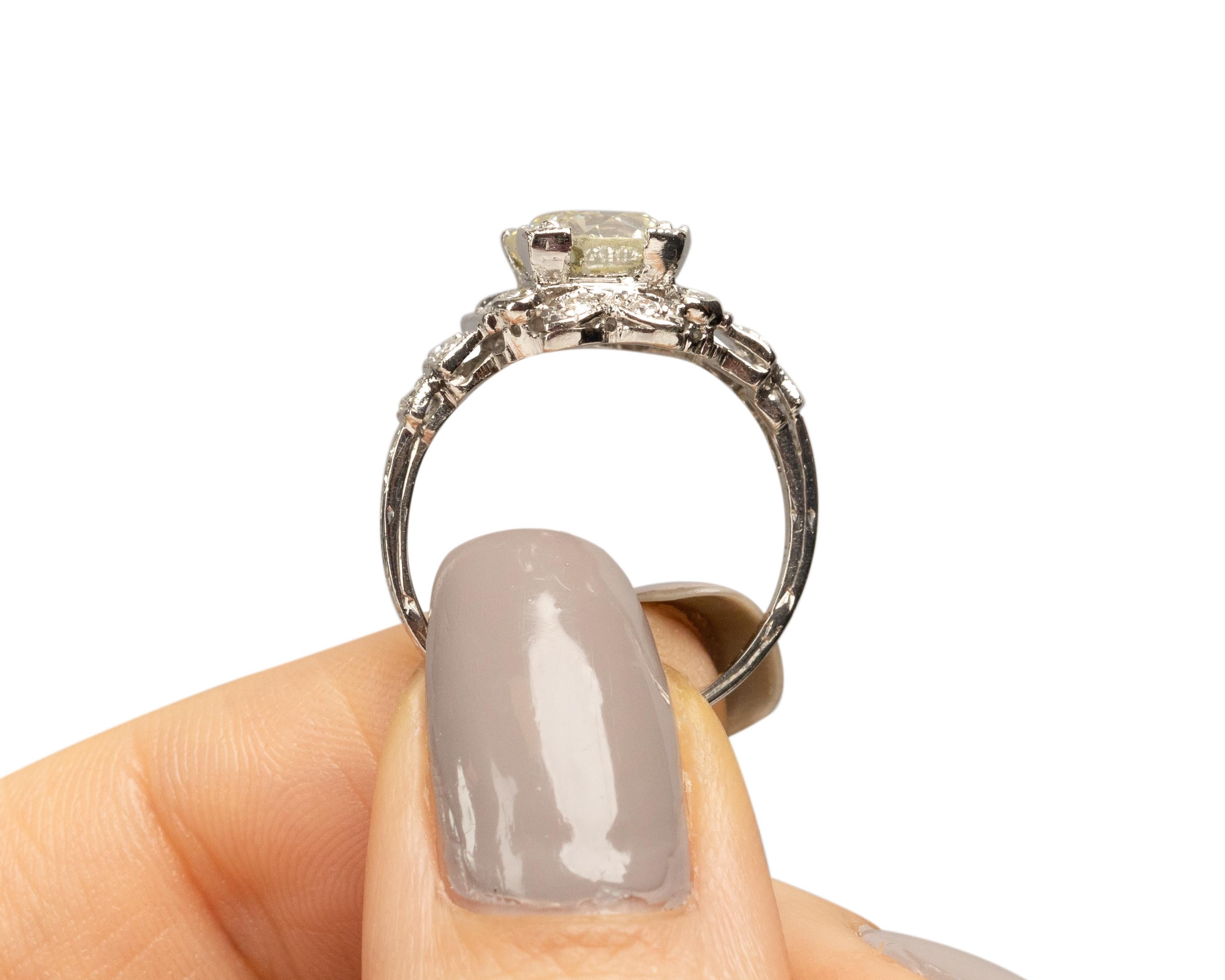GIA Certified 2.27 Carat Art Deco Diamond Platinum Engagment Ring In Good Condition In Atlanta, GA