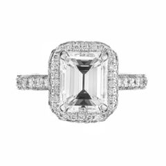 GIA Certified 2.27 Carat Diamond Platinum Halo Engagement Ring