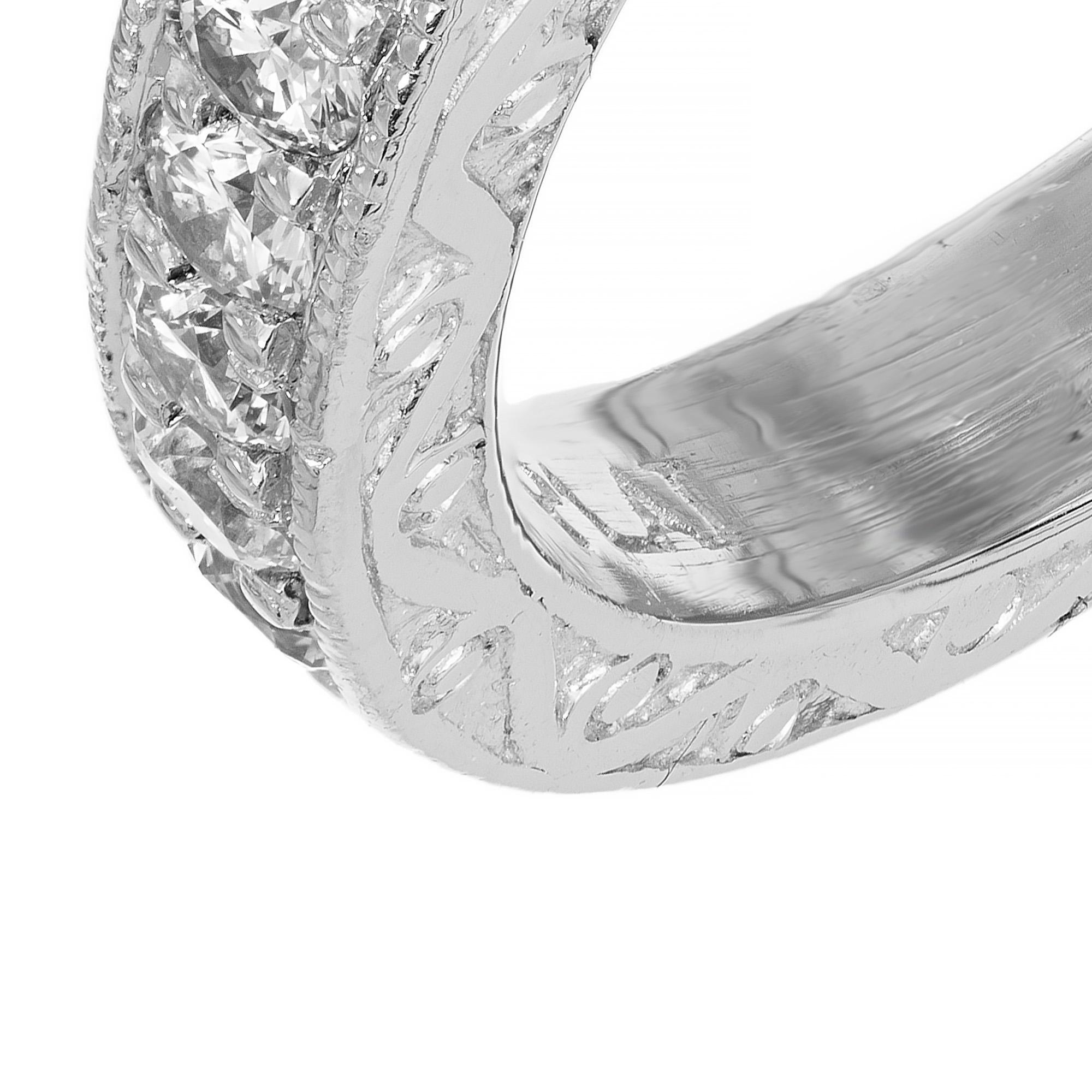 GIA Certified 2.27 Carat Diamond Platinum Halo Engagement Ring For Sale 2