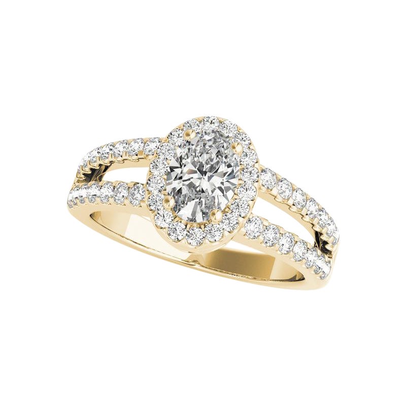 GIA zertifiziert 2.27 Karat Halo Oval Filigran Split Shank Diamantring