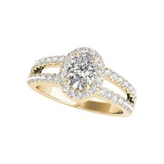 GIA zertifiziert 2.27 Karat Halo Oval Filigran Split Shank Diamantring