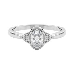 GIA Certified 2.27 Carat Milgrain Oval Bezel Geometric Diamond Ring