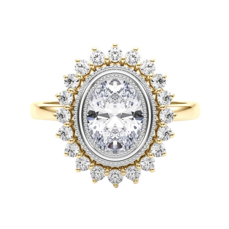 Anello con diamante a fiore d'epoca a grappolo ovale certificato GIA da 2.27 carati