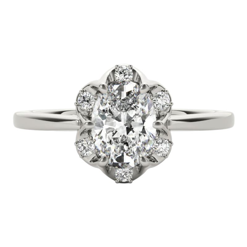 GIA Certified 2.27 Carat Oval Raindrop Tulip 18K White Gold Diamond Ring