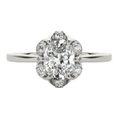 GIA Certified 2.27 Carat Oval Raindrop Tulip 18K White Gold Diamond Ring