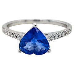 GIA zertifiziert 2.27 Karat Saphir Runde Diamant Weißgold Ring