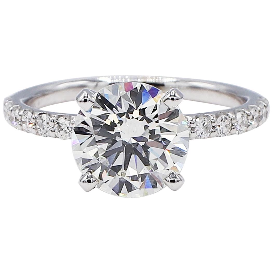 GIA Certified 2.27 Round Diamond Solitaire 14 Karat White Gold Engagement Ring