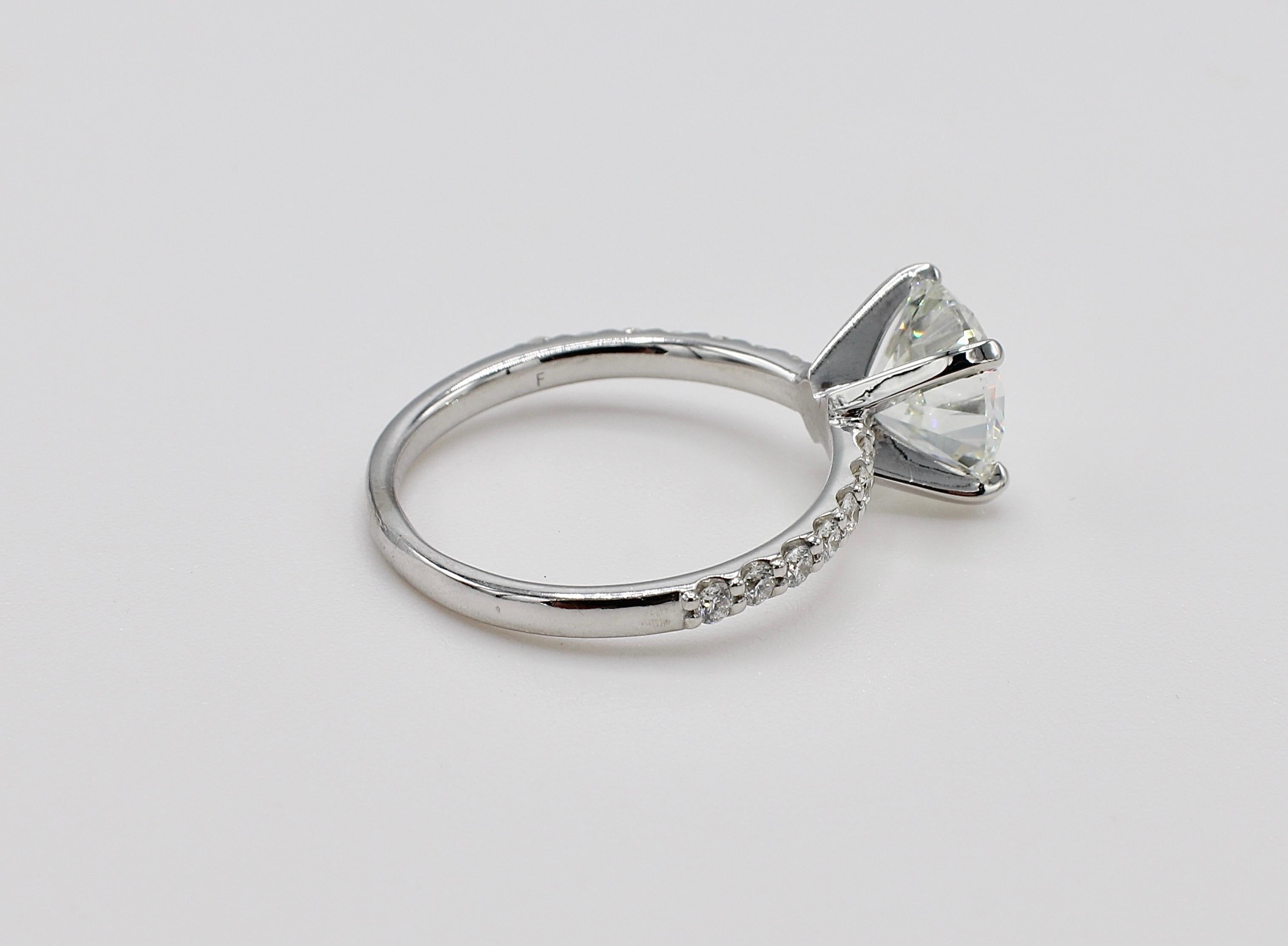 Modern GIA Certified 2.27 Round Diamond Solitaire 14 Karat White Gold Engagement Ring