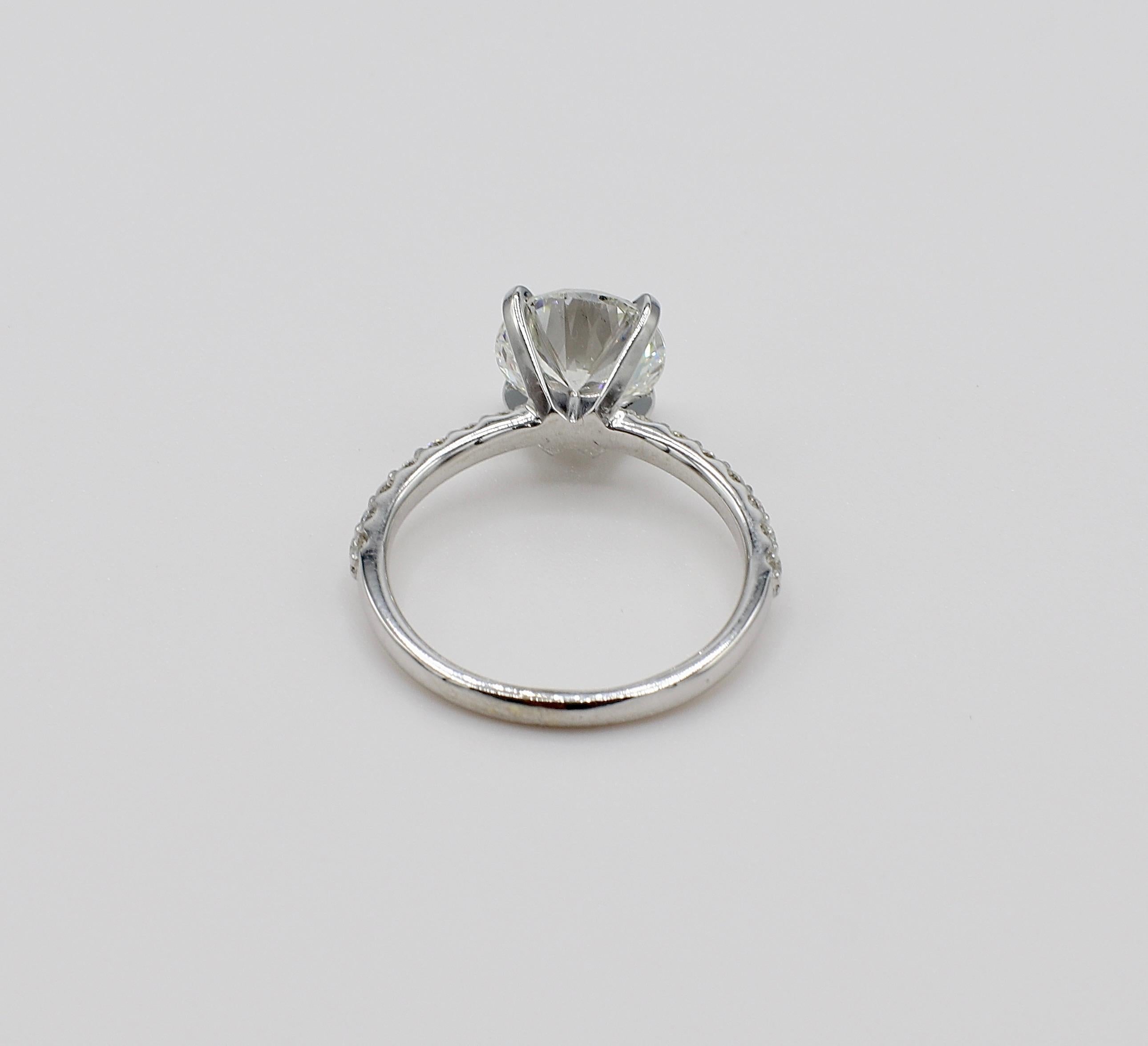Round Cut GIA Certified 2.27 Round Diamond Solitaire 14 Karat White Gold Engagement Ring