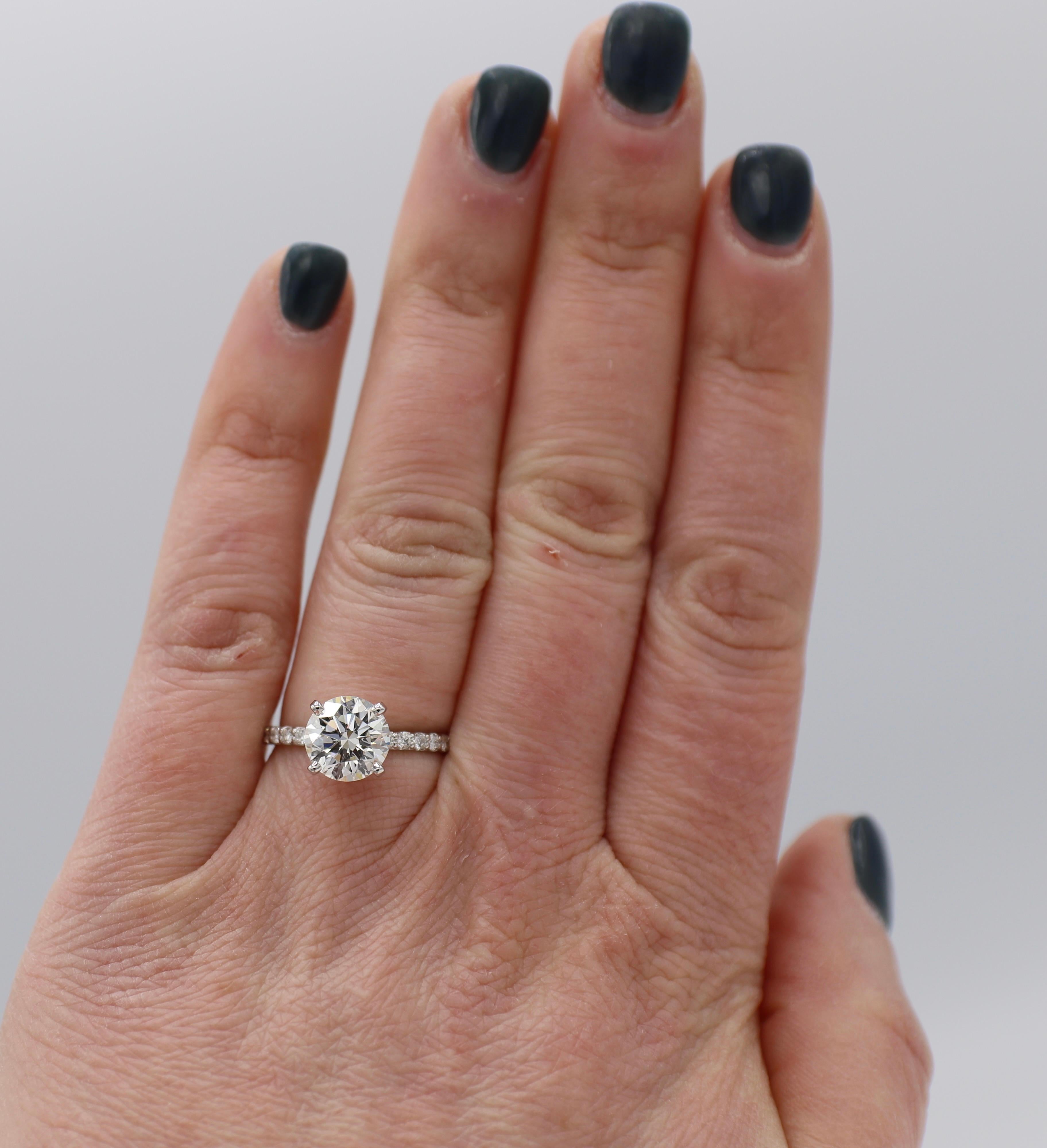 Women's GIA Certified 2.27 Round Diamond Solitaire 14 Karat White Gold Engagement Ring