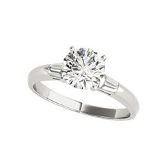 Anello con diamante rotondo classico solitario e baguette a canale certificato GIA da 2.27 carati