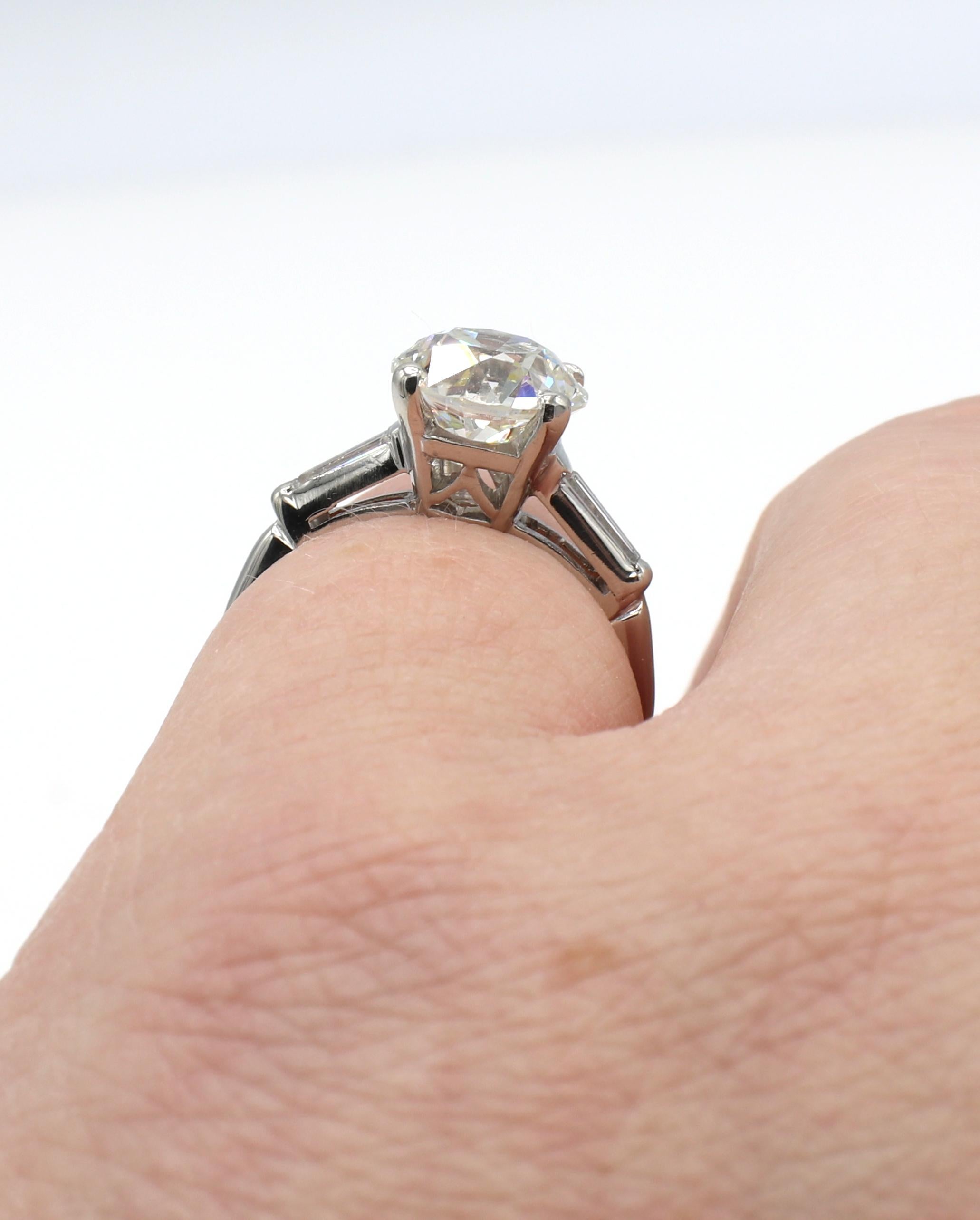 Women's or Men's GIA Certified 2.28 Carat Old European Cut Diamond Platinum Engagement Ring