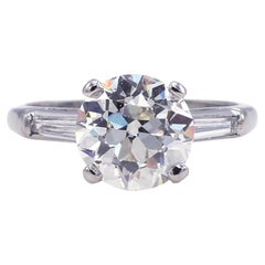 GIA Certified 2.28 Carat Old European Cut Diamond Platinum Engagement Ring