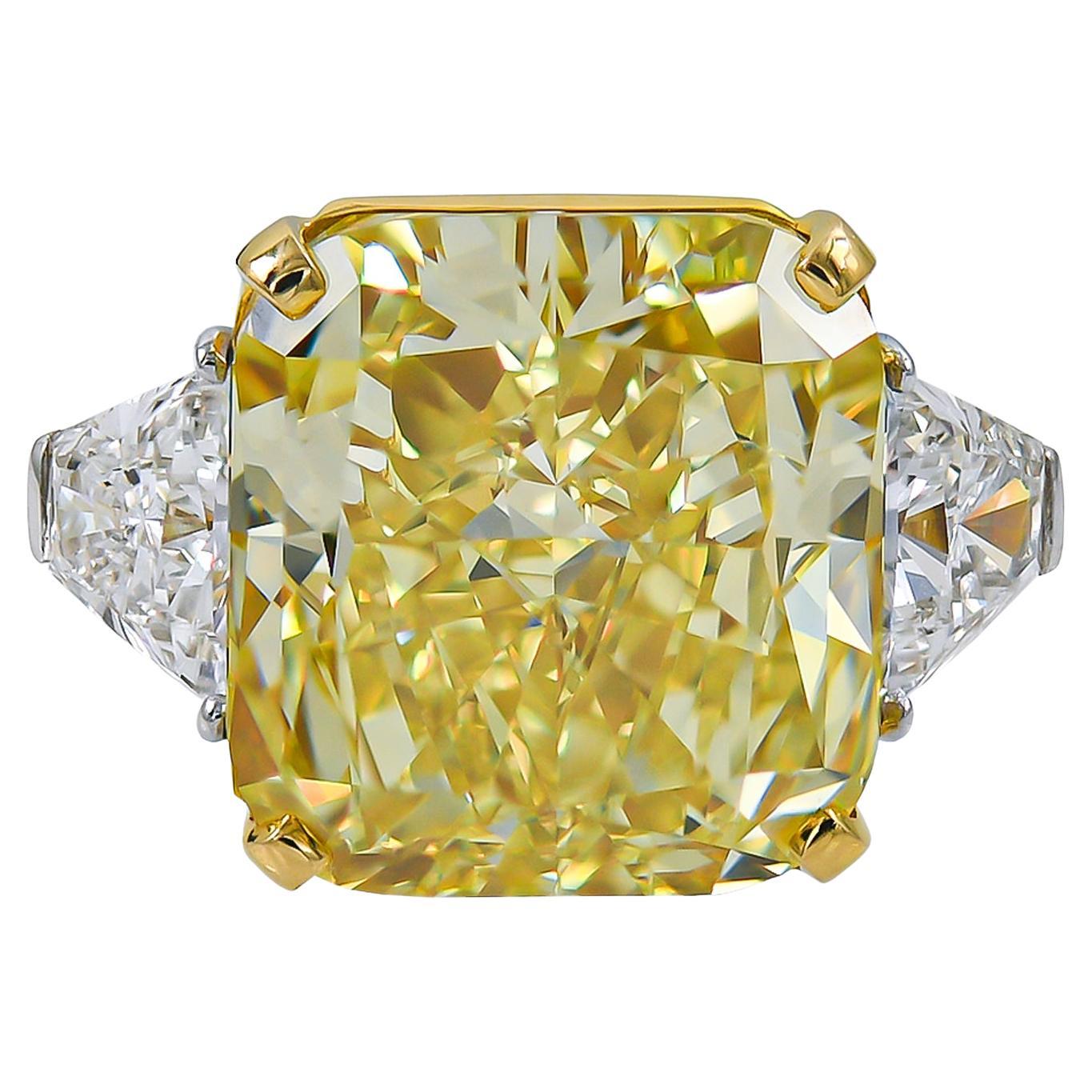Spectra Fine Jewelry GIA zertifiziert 22,86 Karat Ausgefallener lebhaft gelber Diamantring