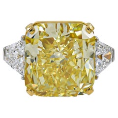 Spectra Fine Jewelry GIA Certified 22.86 Carat Fancy Vivid Yellow Diamond Ring
