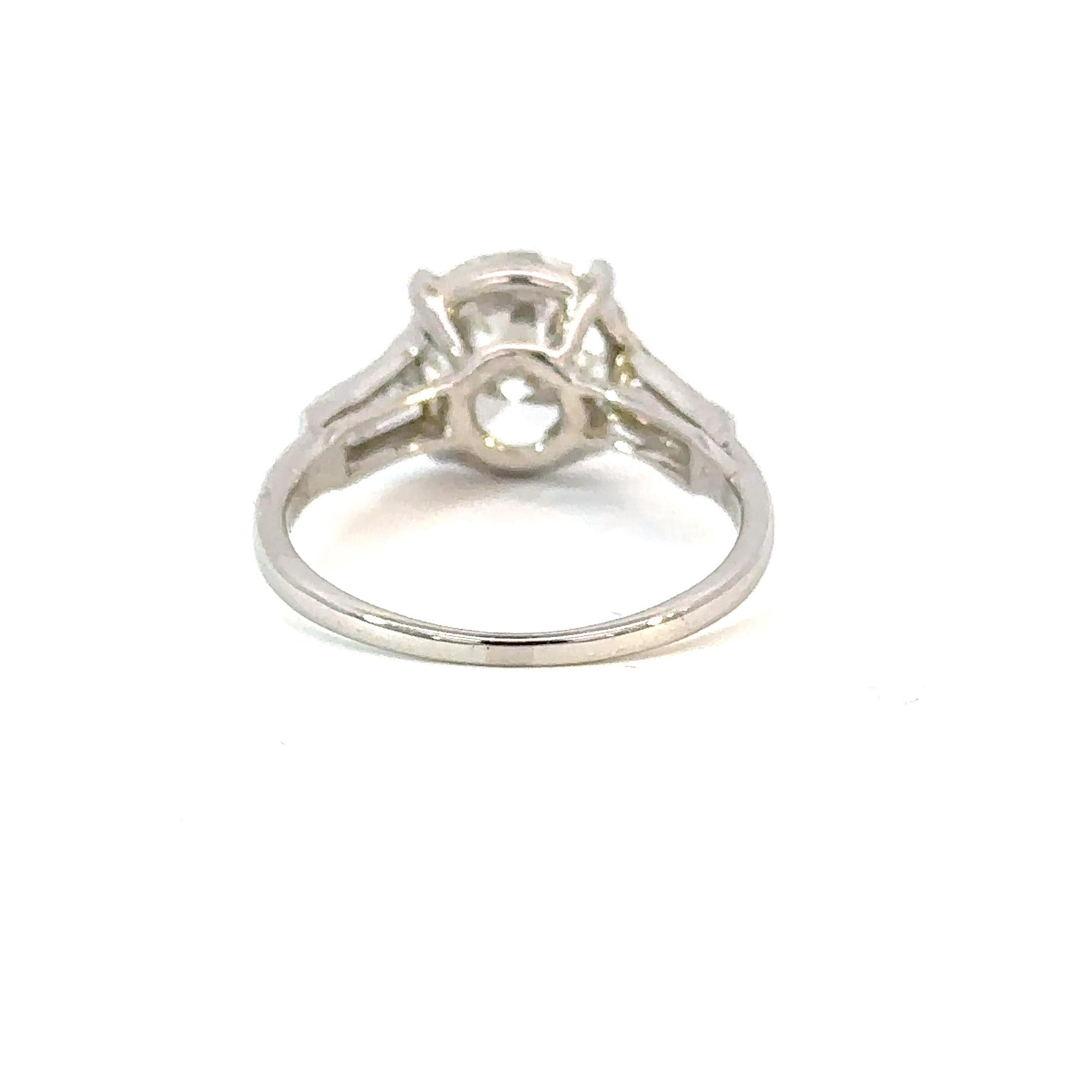 Art Deco GIA Certified 2.28ct Cartier Diamond Engagement Ring in Palladium