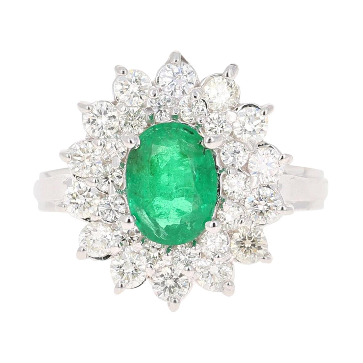 GIA Certified 2.29 Carat Emerald Diamond 18 Karat White Gold Engagement Ring For Sale