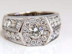 GIA Certified 2.29 Carat Natural Diamonds Men’s Ring 18 Karat Hexagon Deck