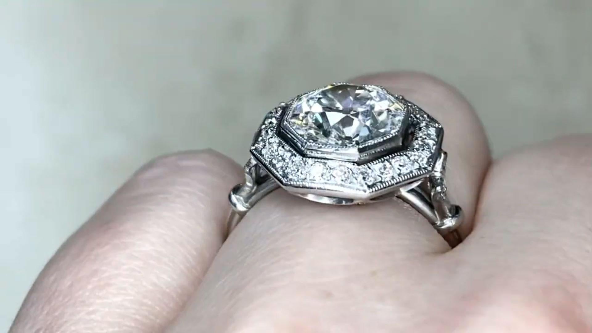 Old European Cut Diamond Engagement Halo Ring (GIA Approx 2.20-Carats), Platinum In Excellent Condition For Sale In New York, NY