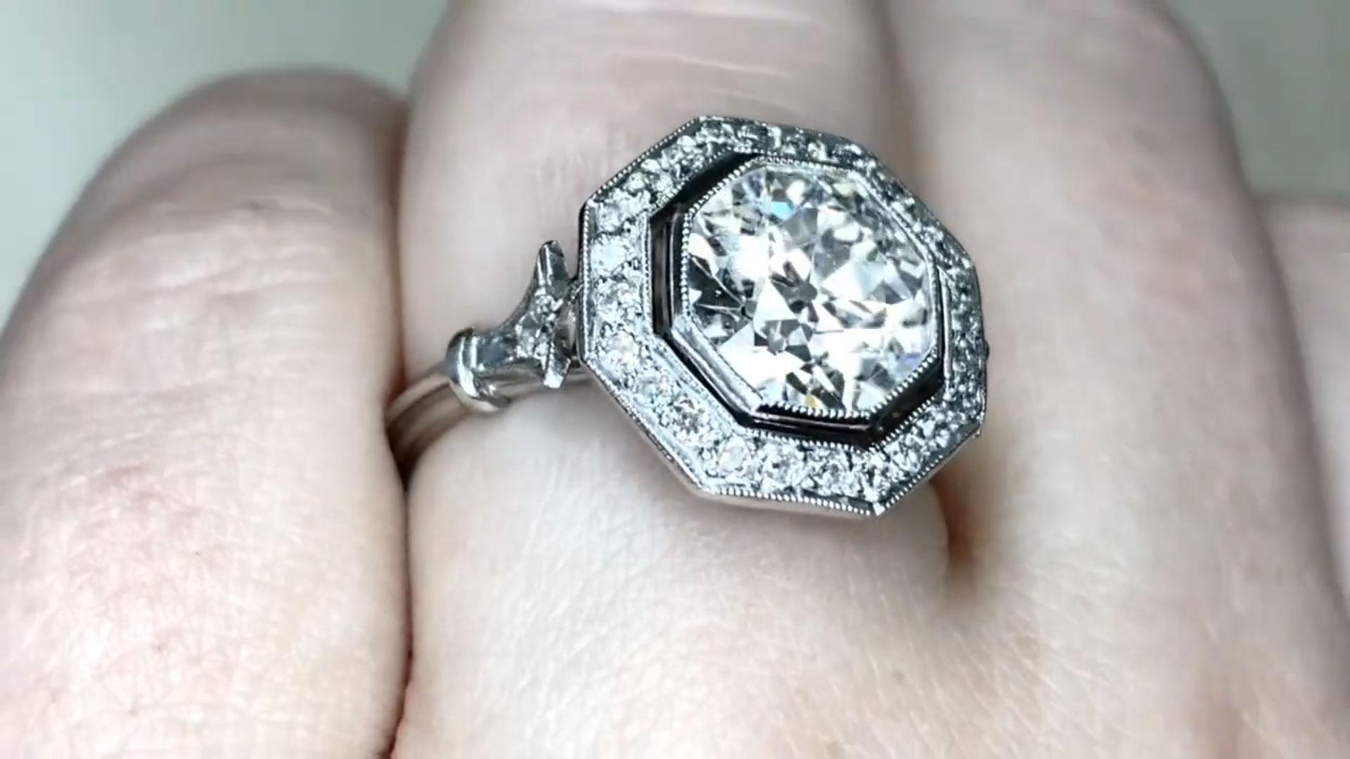 Women's Old European Cut Diamond Engagement Halo Ring (GIA Approx 2.20-Carats), Platinum For Sale