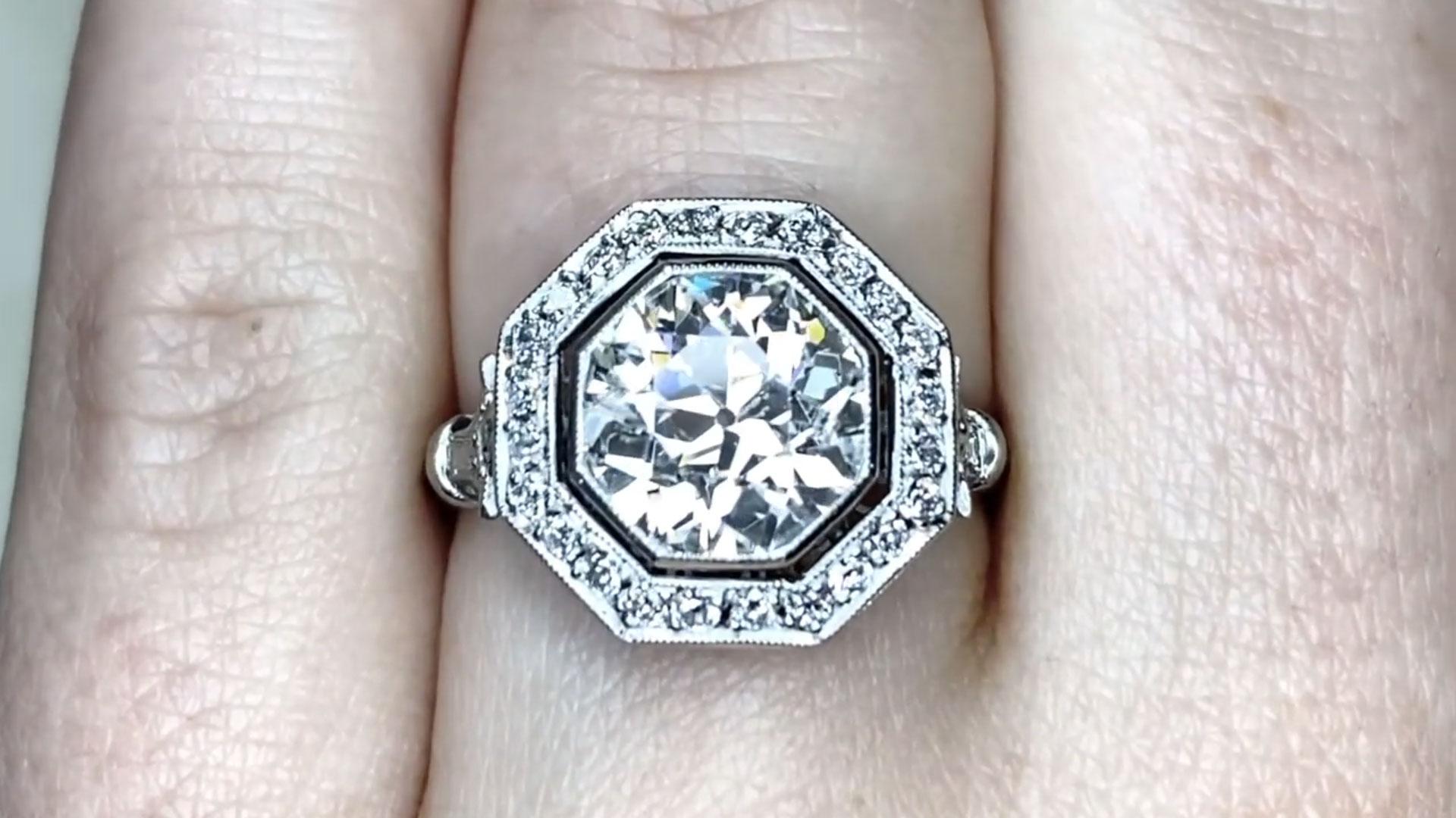 Old European Cut Diamond Engagement Halo Ring (GIA Approx 2.20-Carats), Platinum For Sale 1