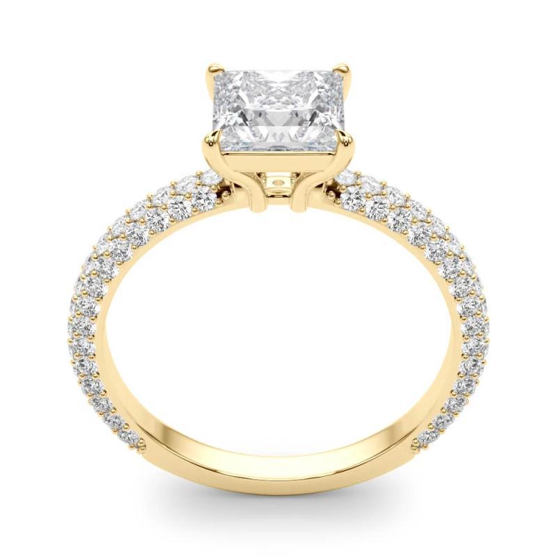 GIA-zertifizierter 2,29-Karat-Solitär-Diamantring mit Prinzessinnenschliff und Pave Damen im Angebot