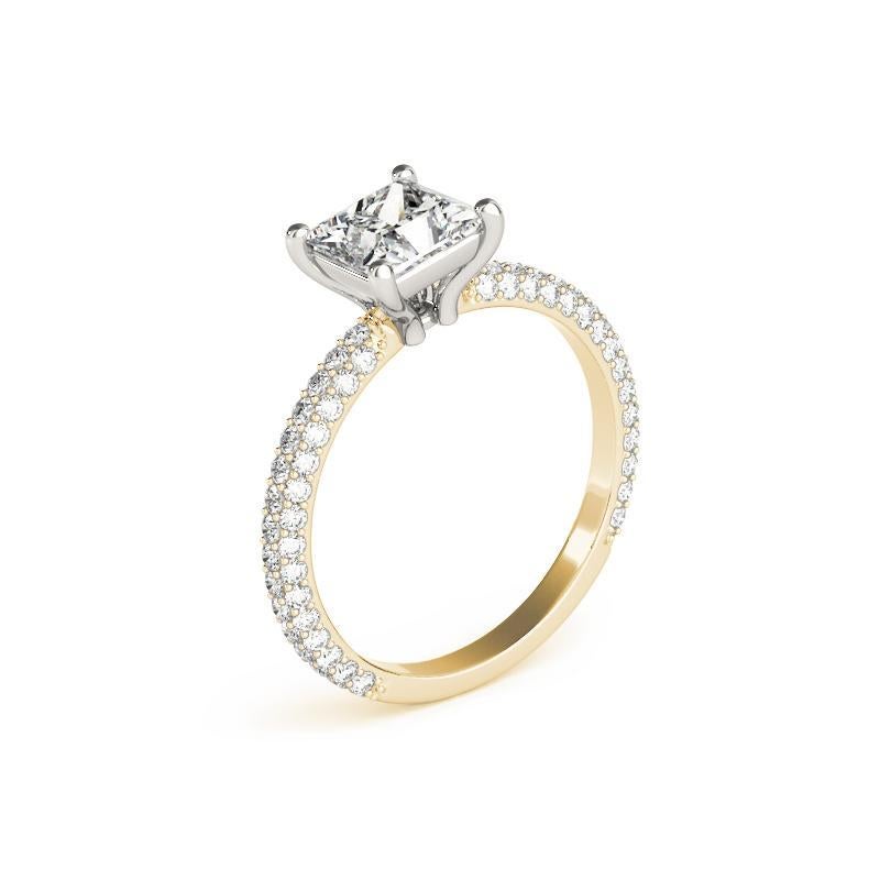 GIA-zertifizierter 2,29-Karat-Solitär-Diamantring mit Prinzessinnenschliff und Pave im Angebot 1