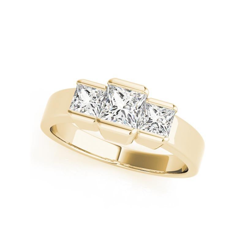 Taille princesse GIA Certified 2.29 Carat Princess Cut Three-Stone Tension Diamond Ring (bague à trois pierres) en vente