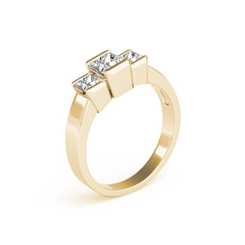 GIA Certified 2.29 Carat Princess Cut Three-Stone Tension Diamond Ring (bague à trois pierres) Pour femmes en vente